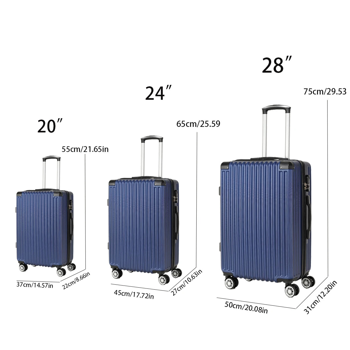 Striped Luggage 3-piece Set